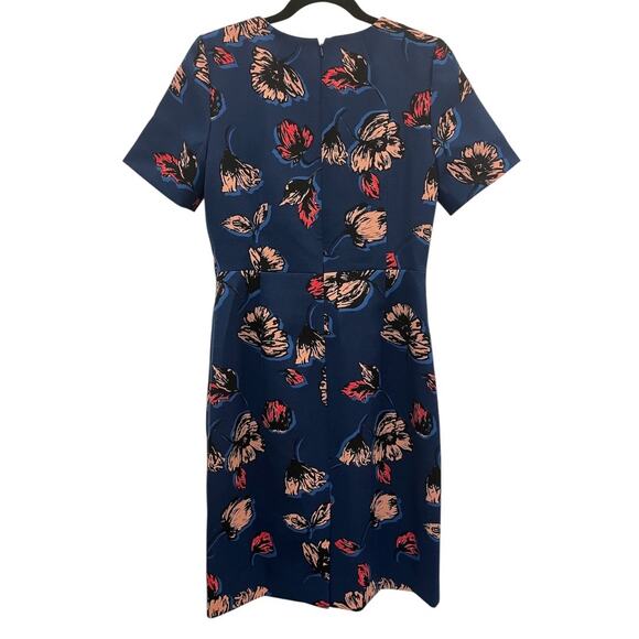 J.Crew Blue Floral Short Sleeve Sheath Dress Size 6 - Picture 3 of 4